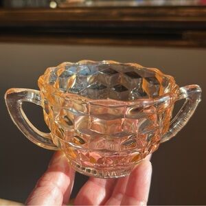 Vintage Jeannette Glass Company Pink Depression Glass Open Sugar Bowl.